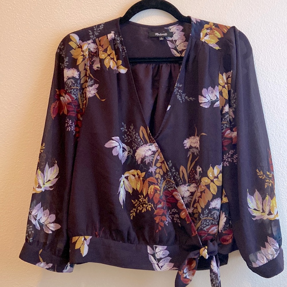Madewell floral side-tie blouse